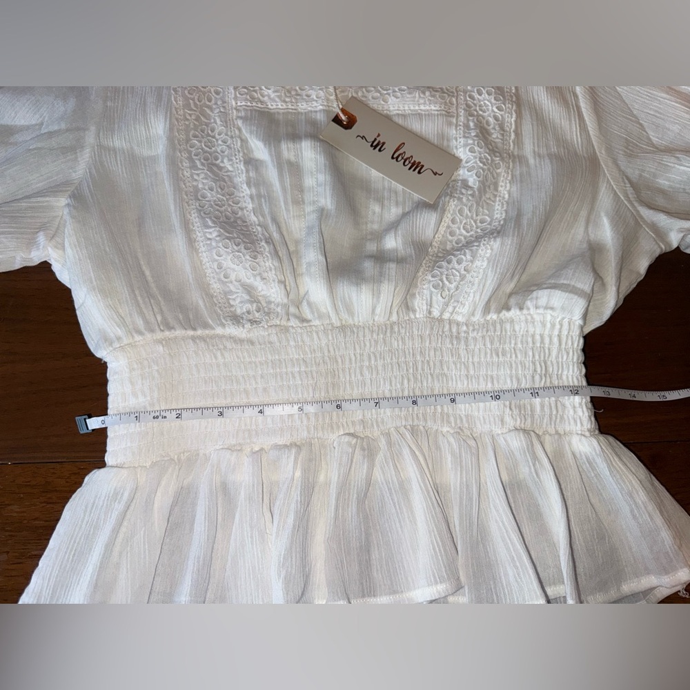 In Loom White Lace-Trim Peasant Blouse - Picture 5 of 12